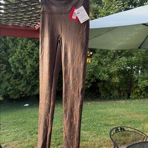 SPANX Chocolate Faux Leather Leggings. Brand new